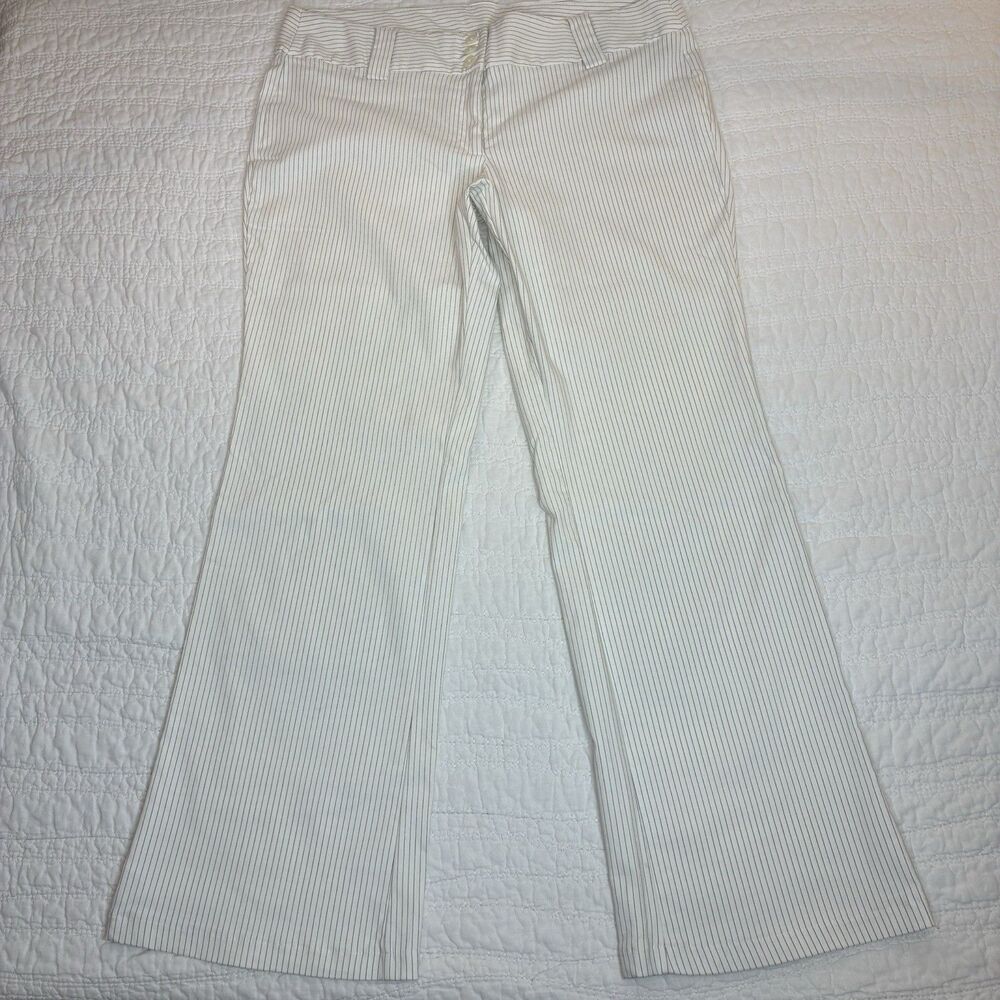 NEW Forever 21 white pinstripe low-rise flare pants Sz XL Y2K stretch corpcore